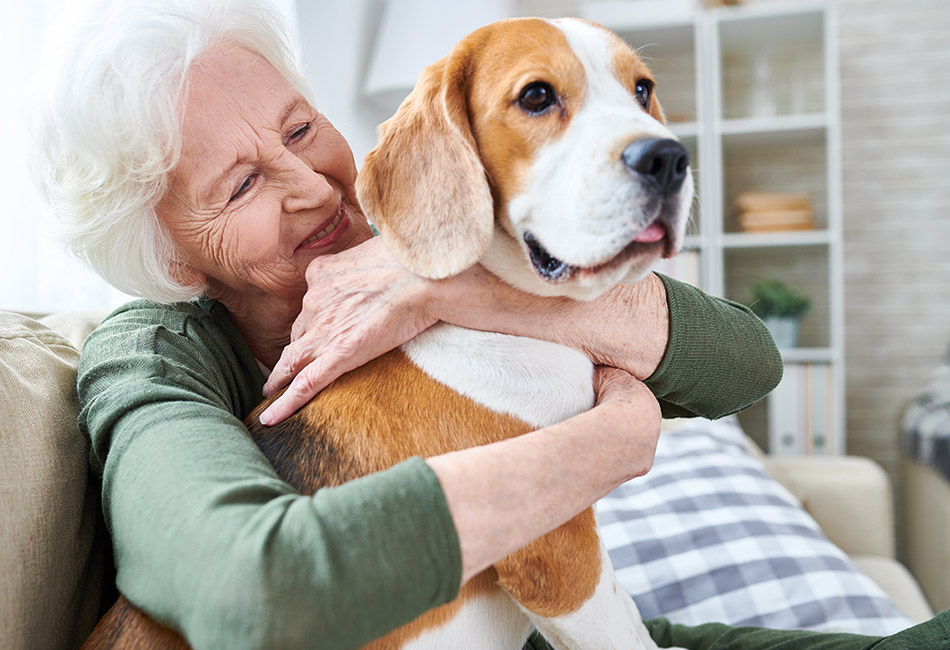 Caucasian woman with dog