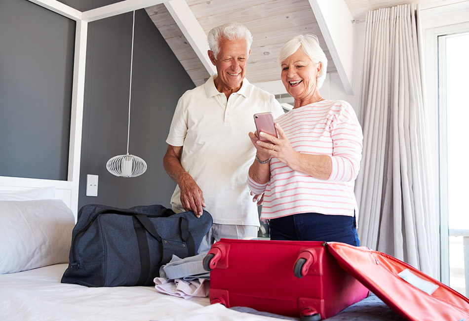 Caucasian couple packing