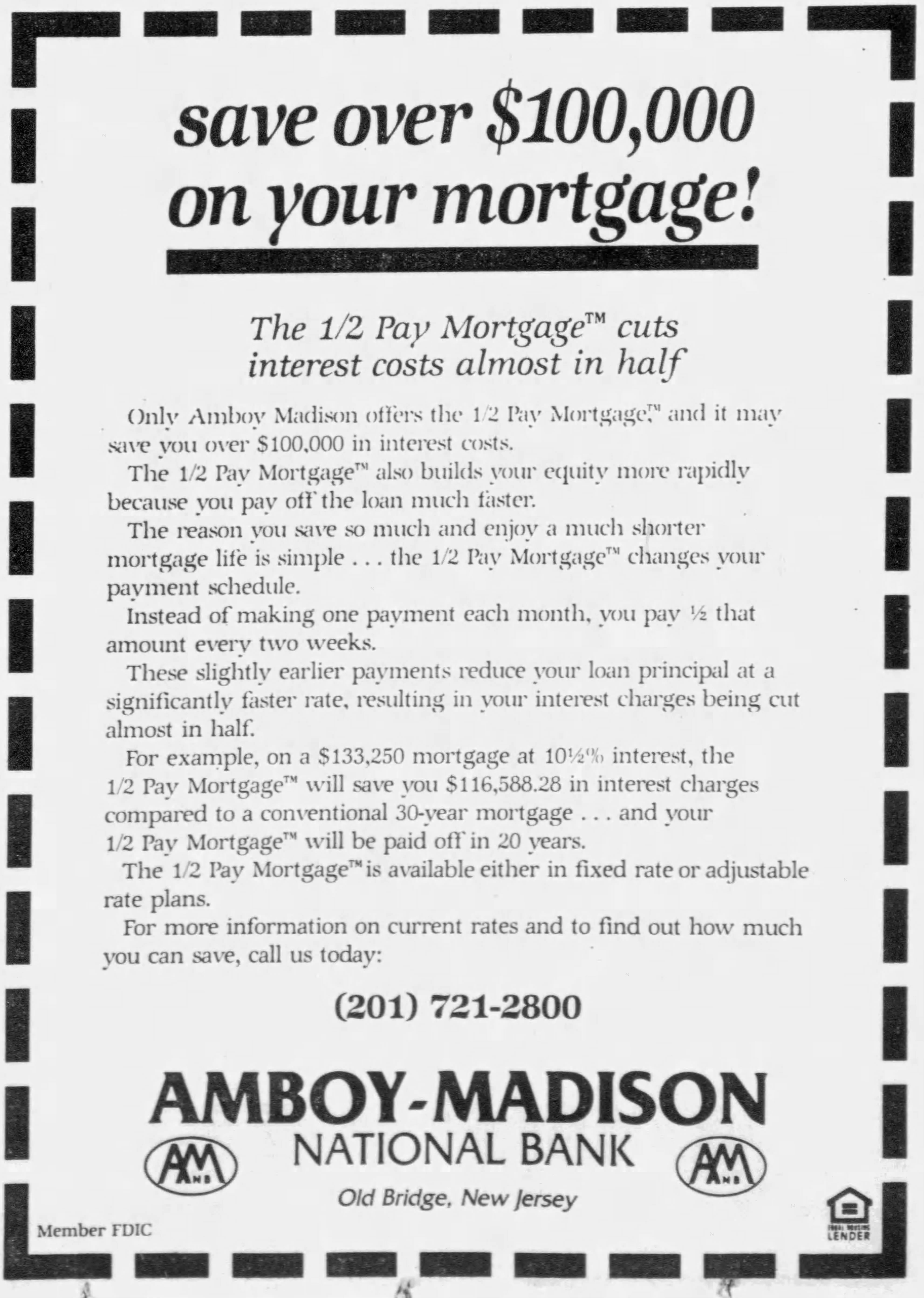 1/2 Pay Mortgage ad from 1985