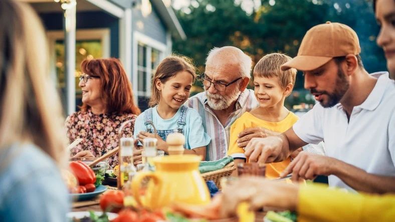 caucasian family picnic