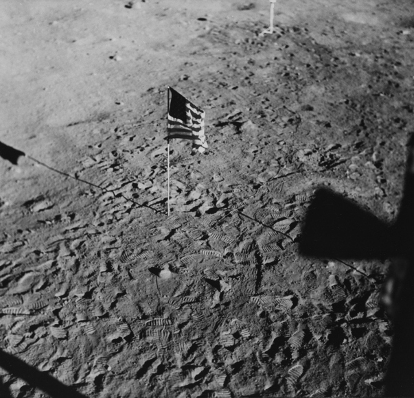 american flag on the moon